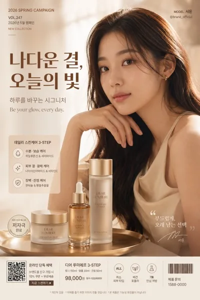 한국 여배우 CF 톤 광고 AI 프롬프트 미리보기