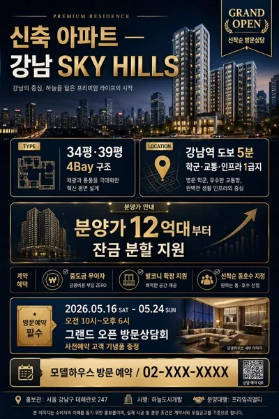 부동산 광고 포스터 (아파트·오피스텔·상가) AI 프롬프트 미리보기