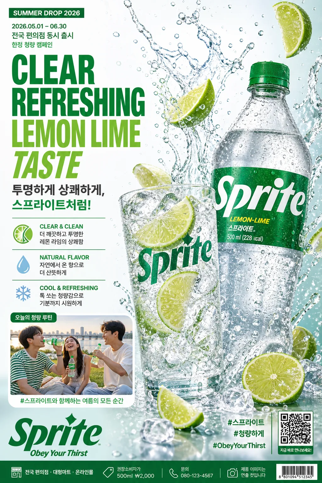 청량음료 시원한 광고 포스터 提示詞預覽