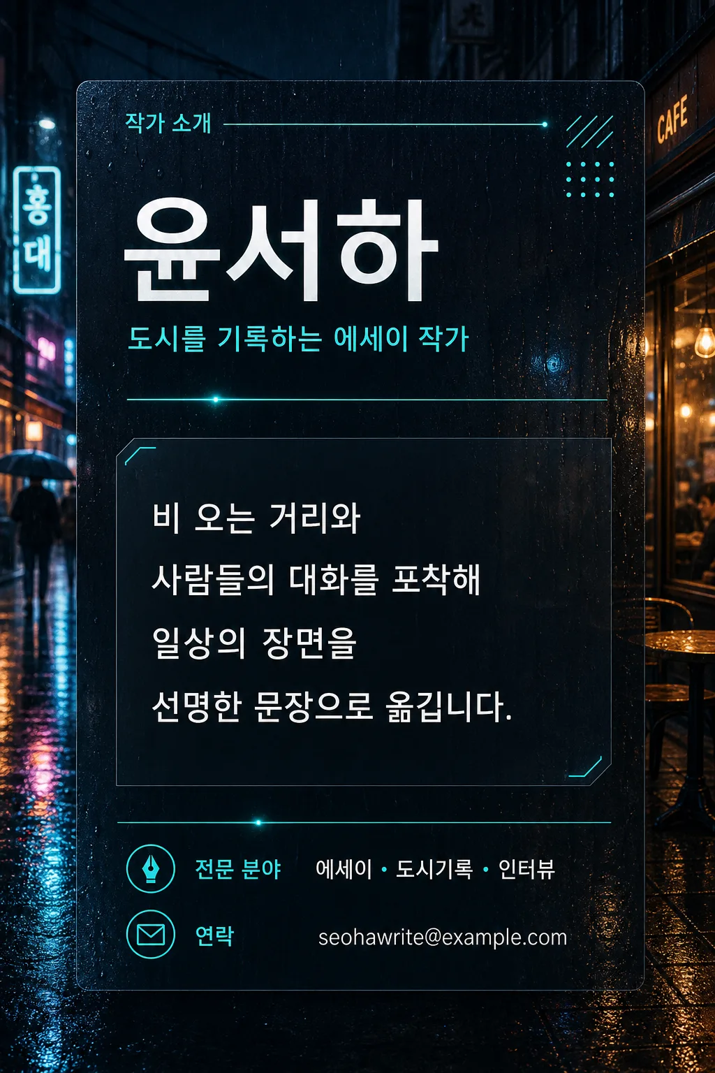 작가 소개 카드 Prompt preview