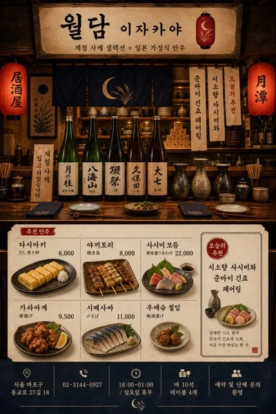 사케 이자카야 메뉴·매장 비주얼 AI 프롬프트 미리보기