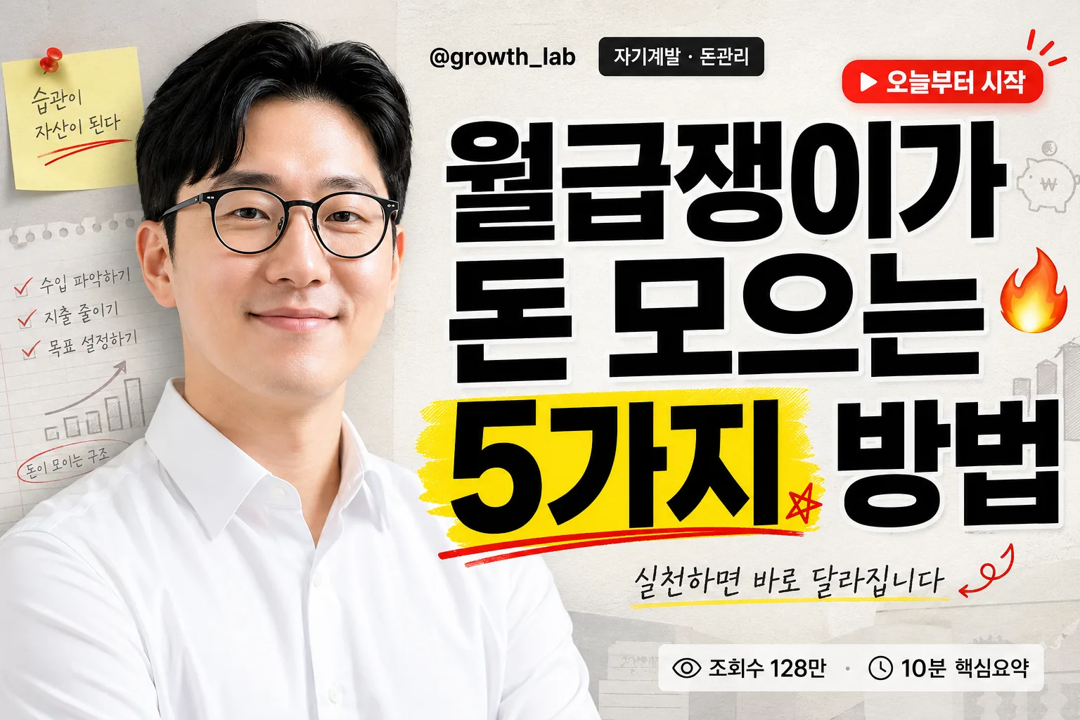자기계발 정보 유튜브 썸네일 Prompt preview