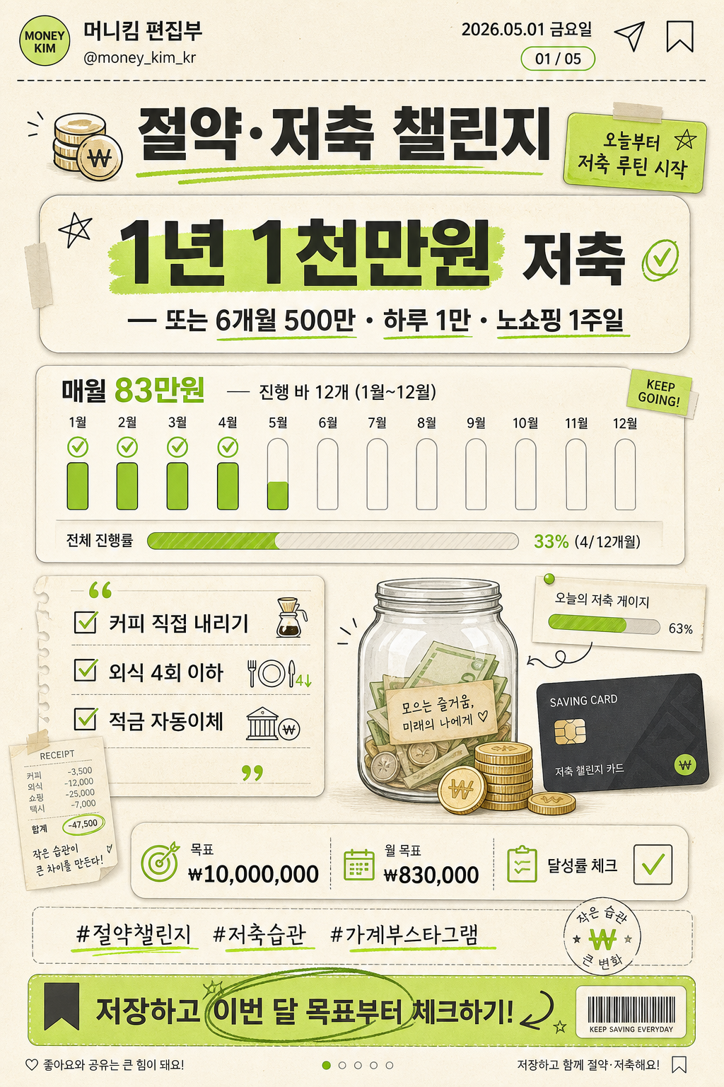 절약·저축 챌린지 카드 (1년 1천만원) 미리보기