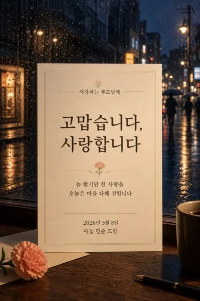 비오는 감사카드 AI 프롬프트 미리보기