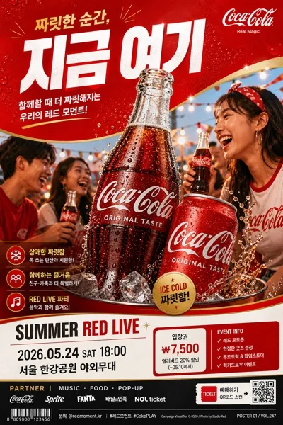 코카콜라 아이코닉 빨강 비주얼 AI 프롬프트 미리보기