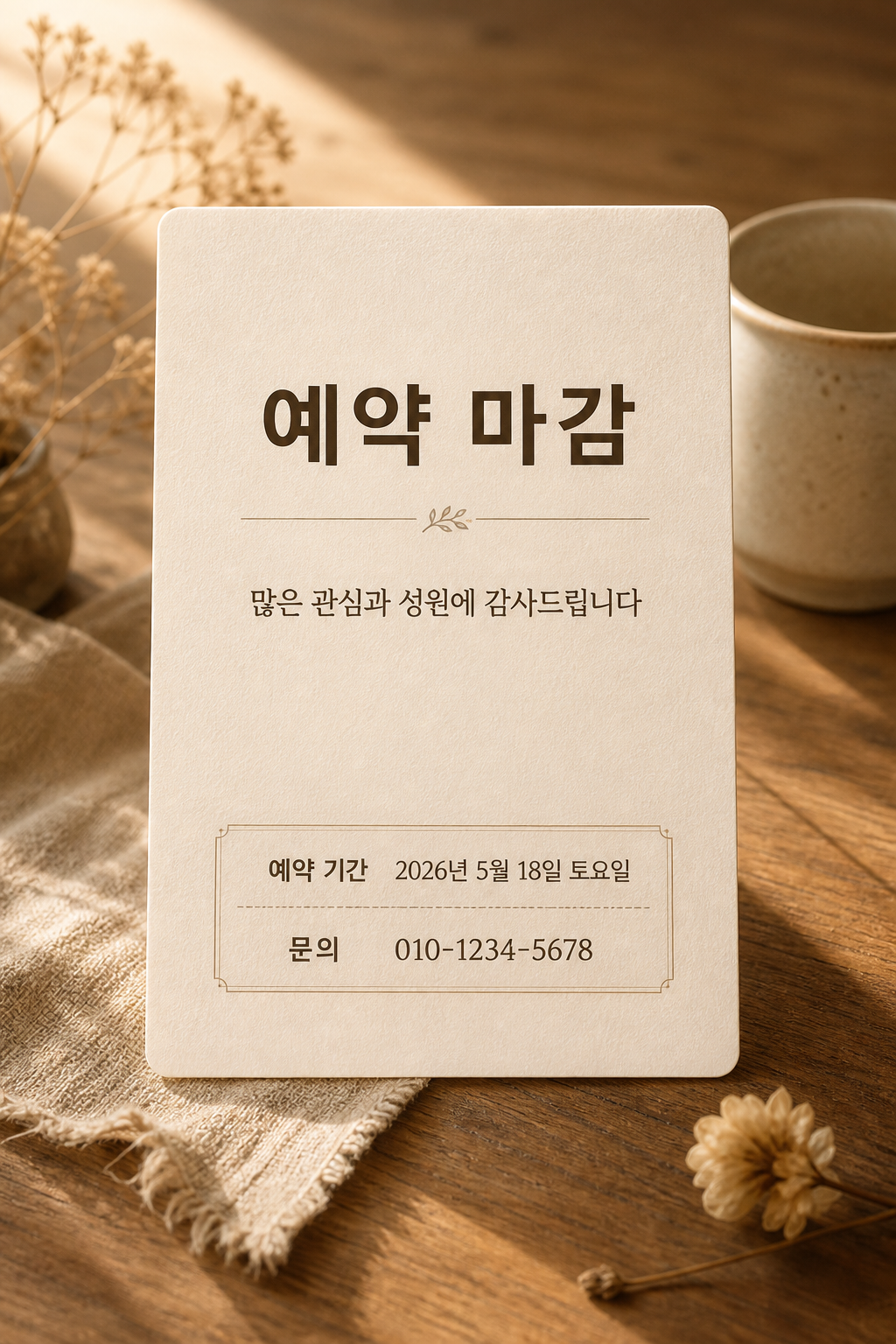 예약마감안내 미리보기