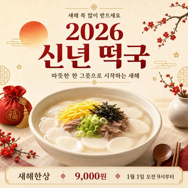 신년 떡국 포스터 AI 프롬프트 미리보기