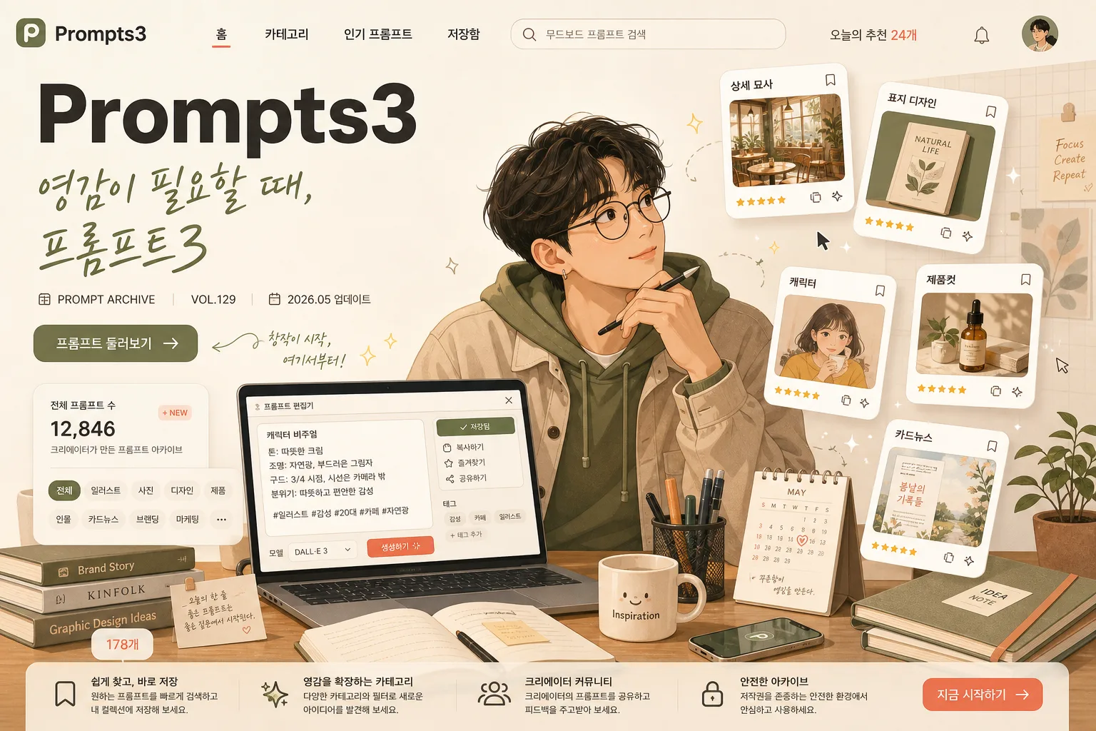 AI 프롬프트 사이트 캐릭터 비주얼 Prompt preview