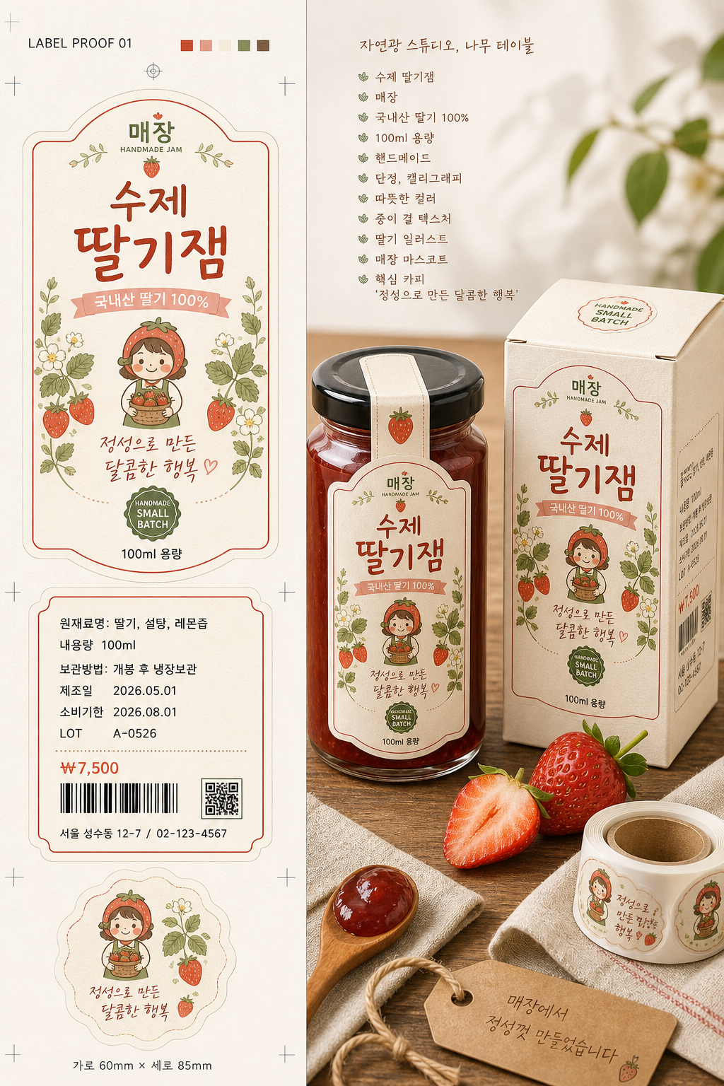 상품 라벨·스티커 + 박스 패키지 디자인 미리보기