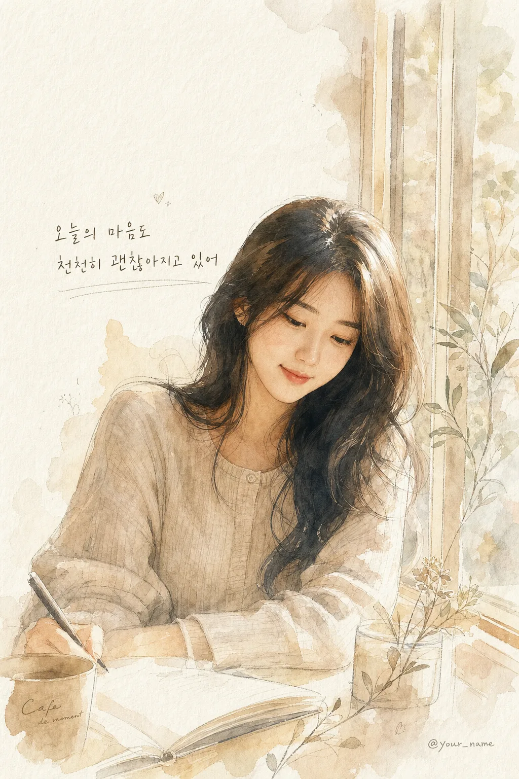 수채화 감정 포스터 초상 提示詞預覽