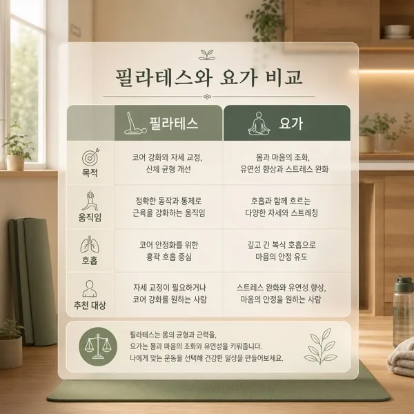 운동 비교표 AI 프롬프트 미리보기