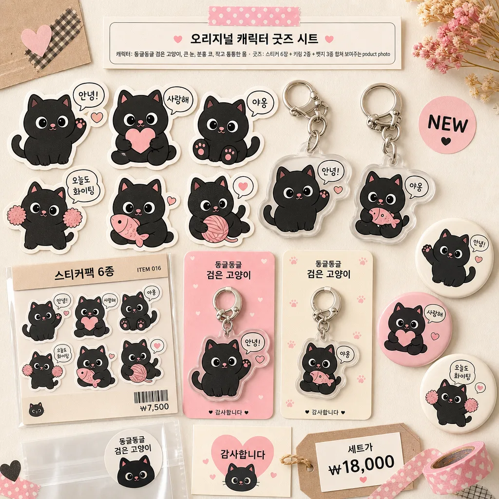 오리지널 캐릭터 굿즈 시트 プロンプトのプレビュー