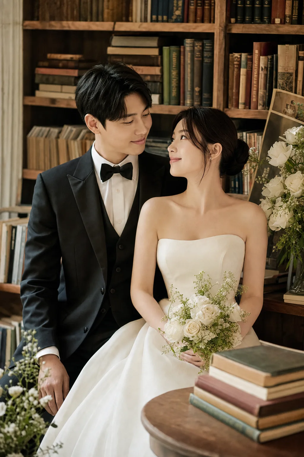서점 웨딩커플 Prompt preview