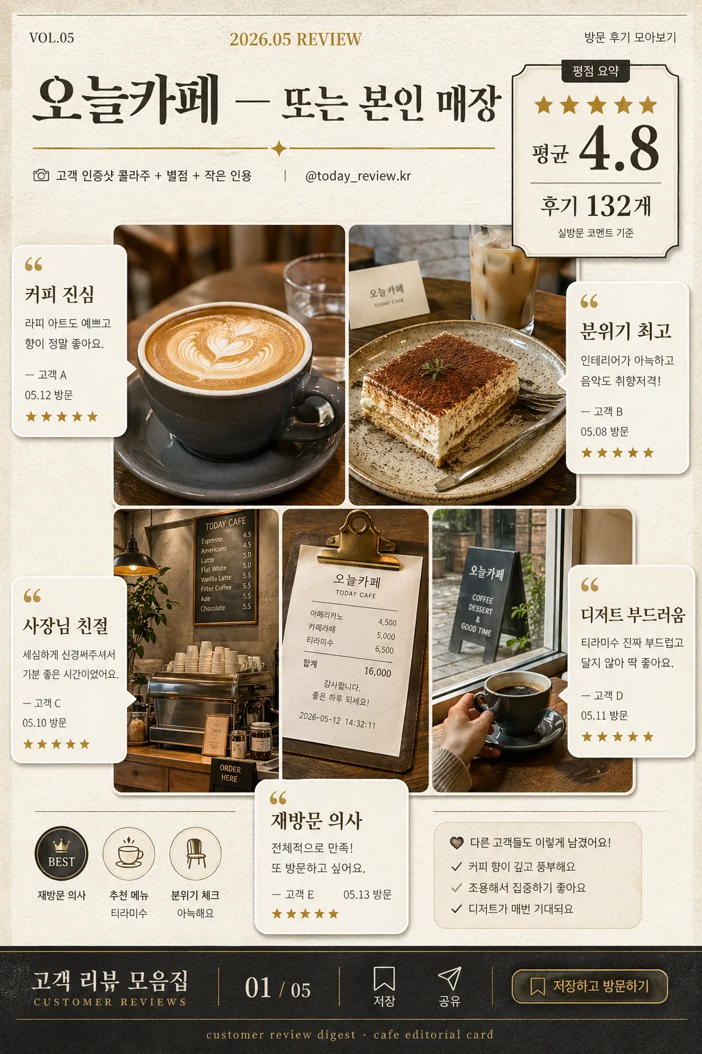 매장 후기 카드뉴스 (별점·인증샷·코멘트) 提示詞預覽