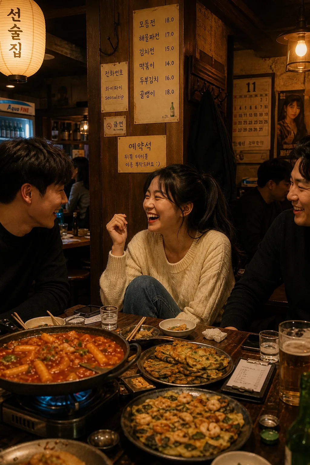 한국 선술집 회식 시네마틱 컷 Prompt preview