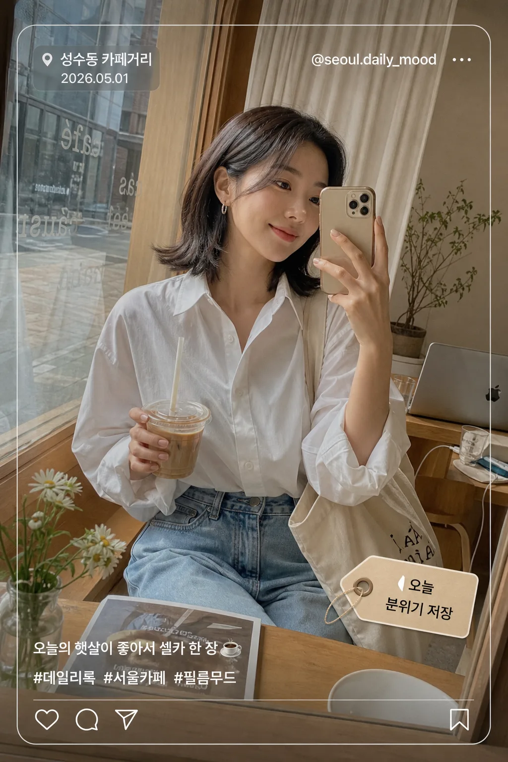 한국 인스타 인플루언서 셀카 톤 Prompt preview