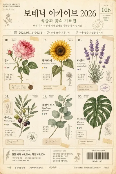 보태닉 일러 아트 (식물·꽃 컬렉션) AI 프롬프트 미리보기