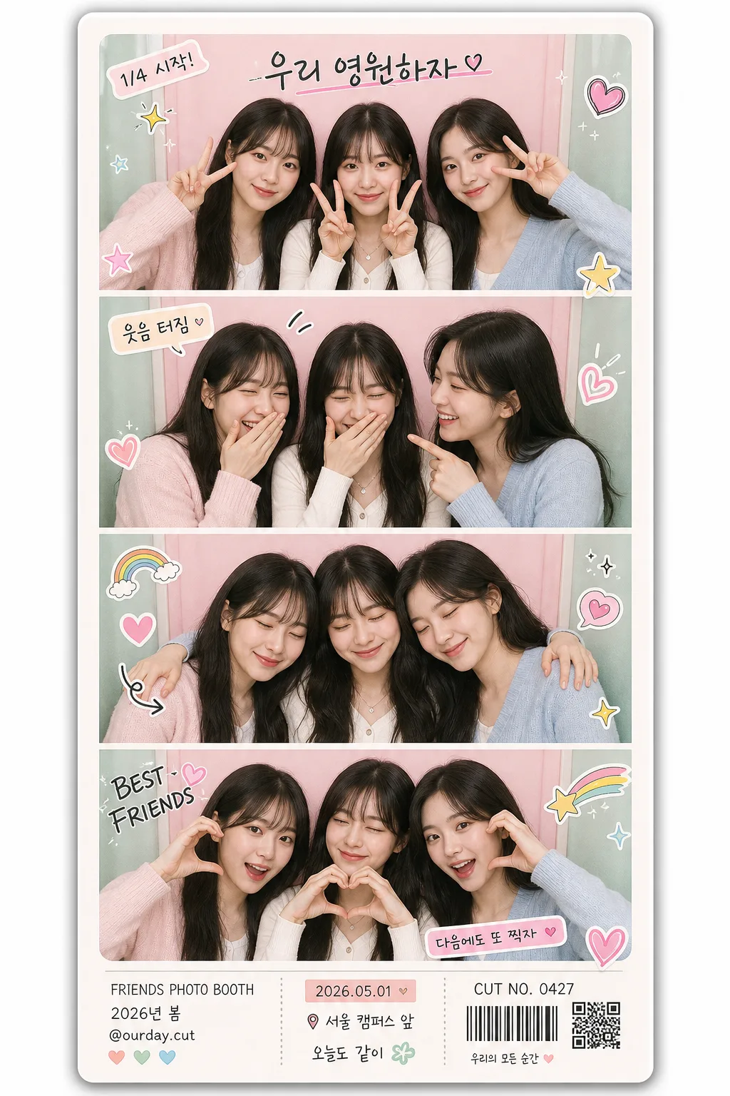 친구 우정 인생네컷 提示詞預覽