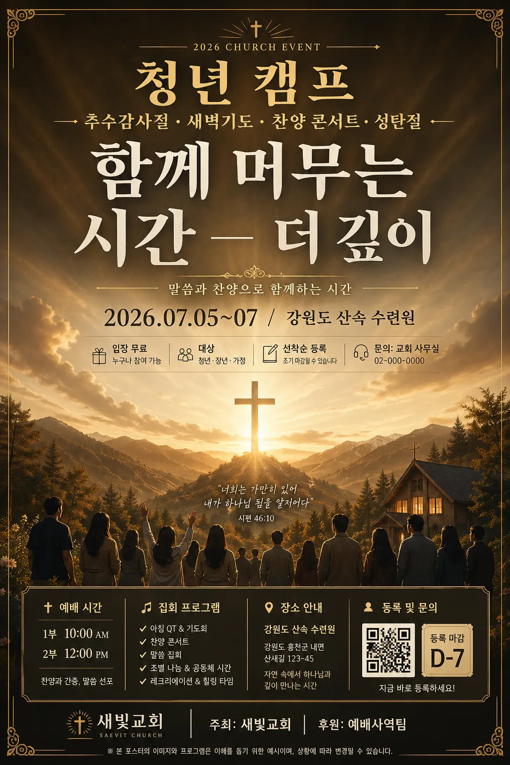 교회 행사 포스터 (예배·캠프·찬양) Prompt preview