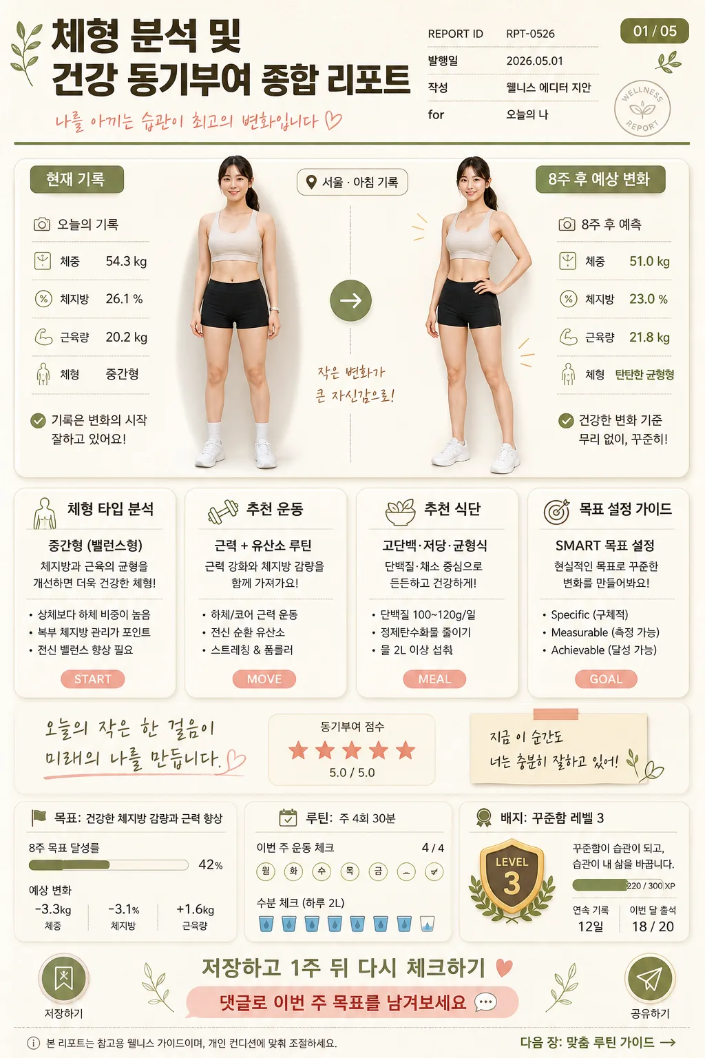 다이어트 모티베이션 분석 리포트 プロンプトのプレビュー