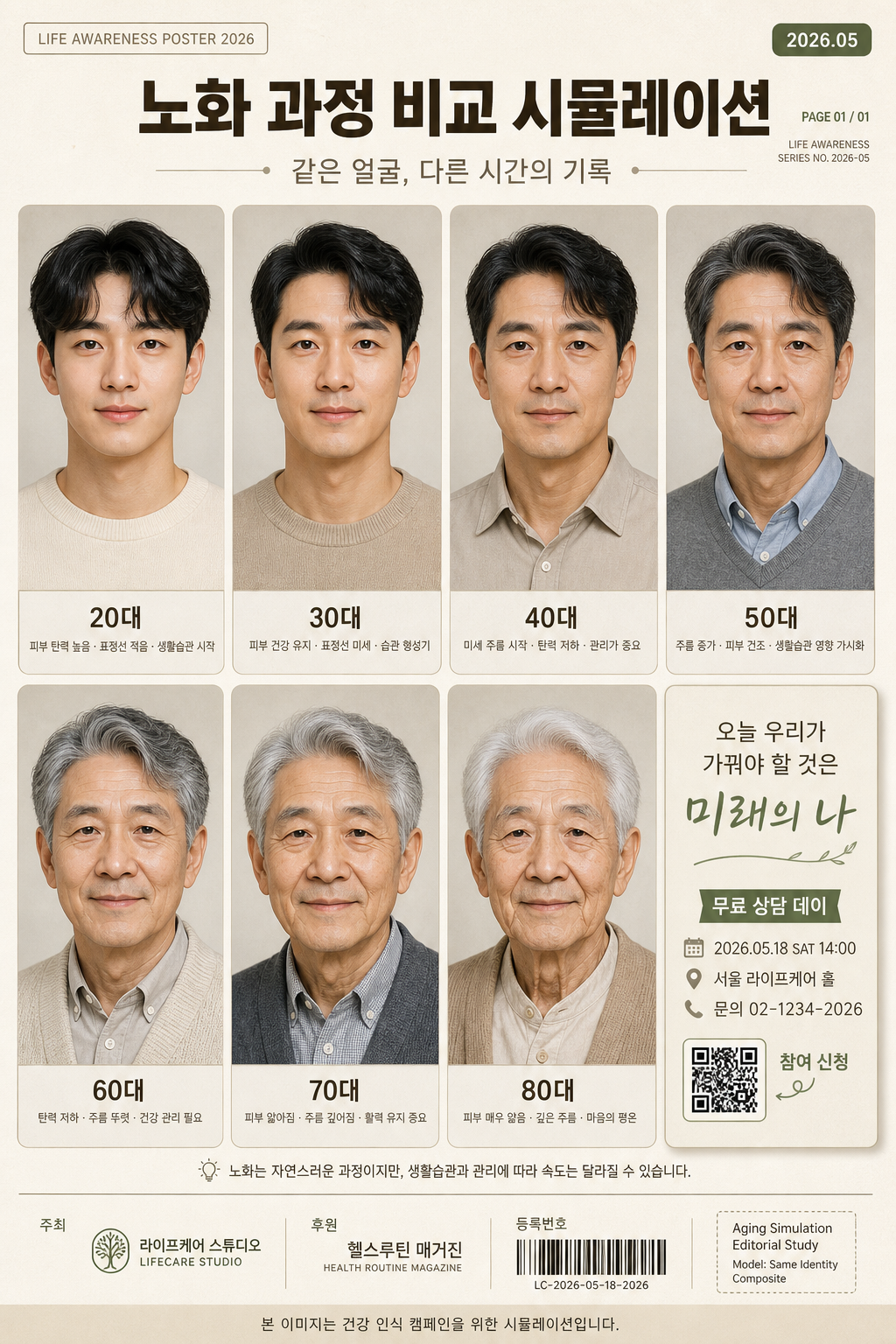 노화 과정 비교 시뮬레이션 미리보기