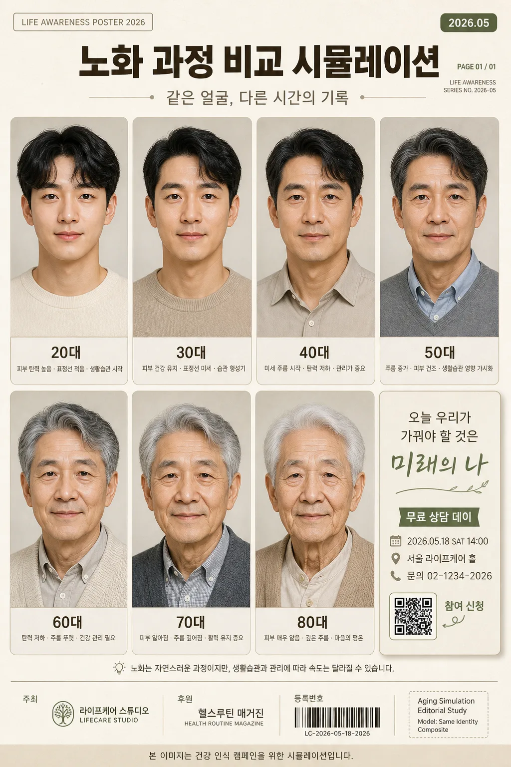 노화 과정 비교 시뮬레이션 Prompt preview