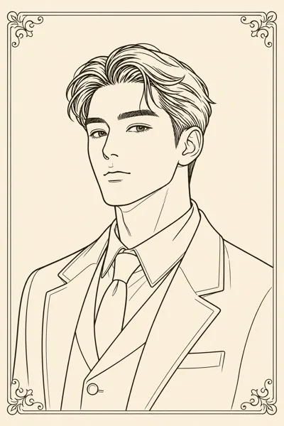 빈티지 컬러링북 남성 초상 포스터 Prompt preview
