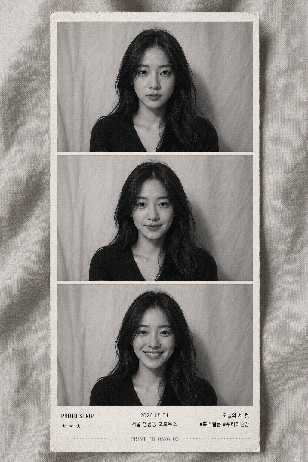 흑백 포토부스 3컷 프레임 미리보기
