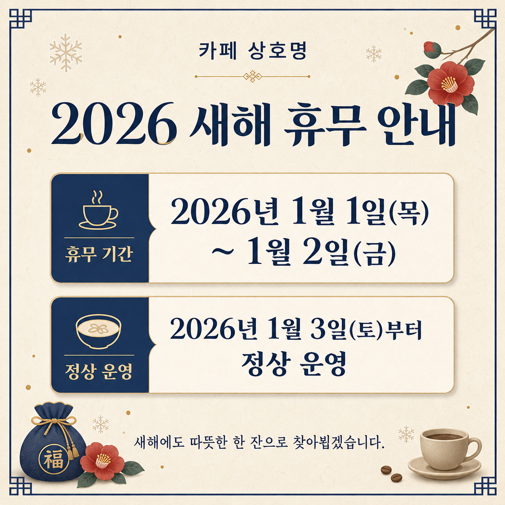 신년 휴무 안내 미리보기