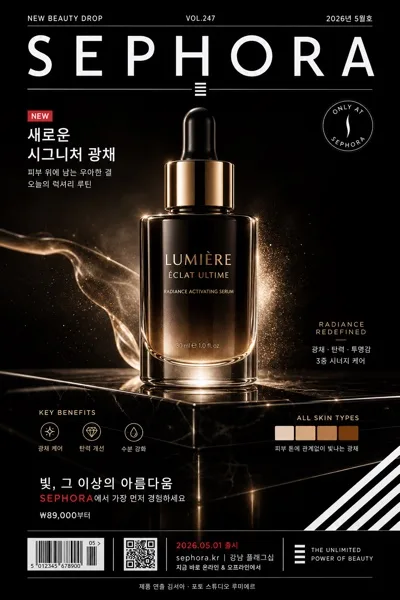 Sephora 럭셔리 뷰티 광고 AI 프롬프트 미리보기