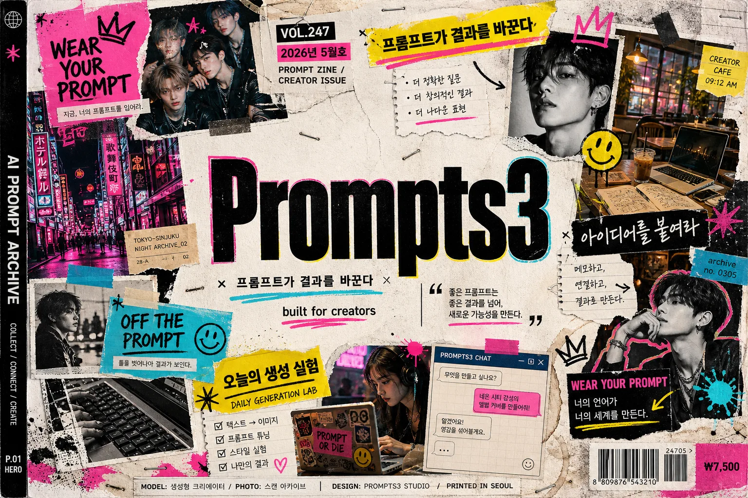 AI 프롬프트 사이트 펑크 콜라주 Prompt preview