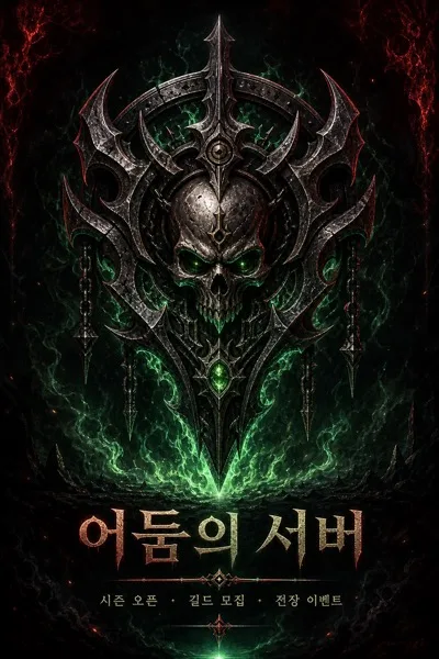 어둡고 기묘한 판타지 서버 엠블럼 포스터 AI 프롬프트 미리보기