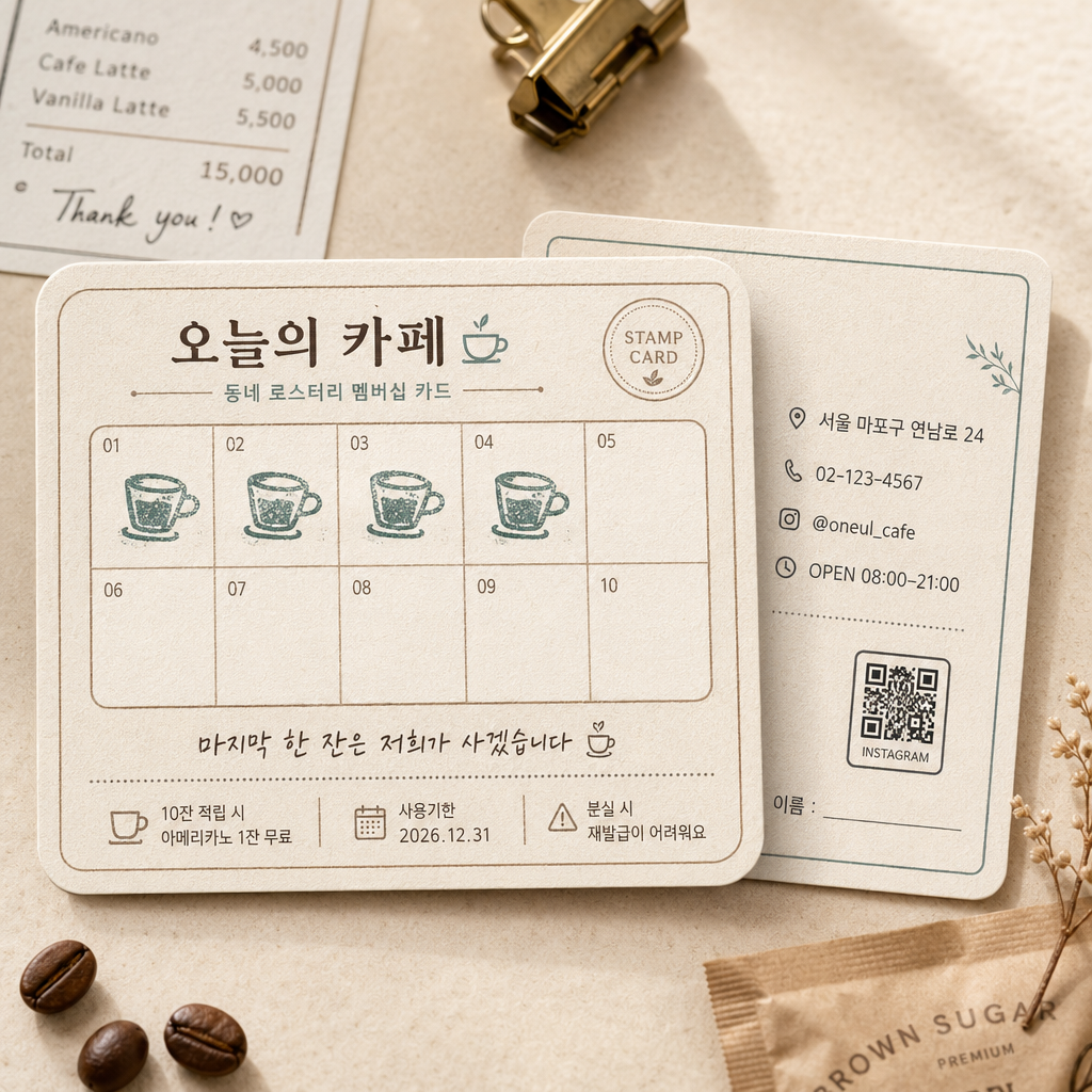 카페 스탬프·적립 카드 디자인 미리보기