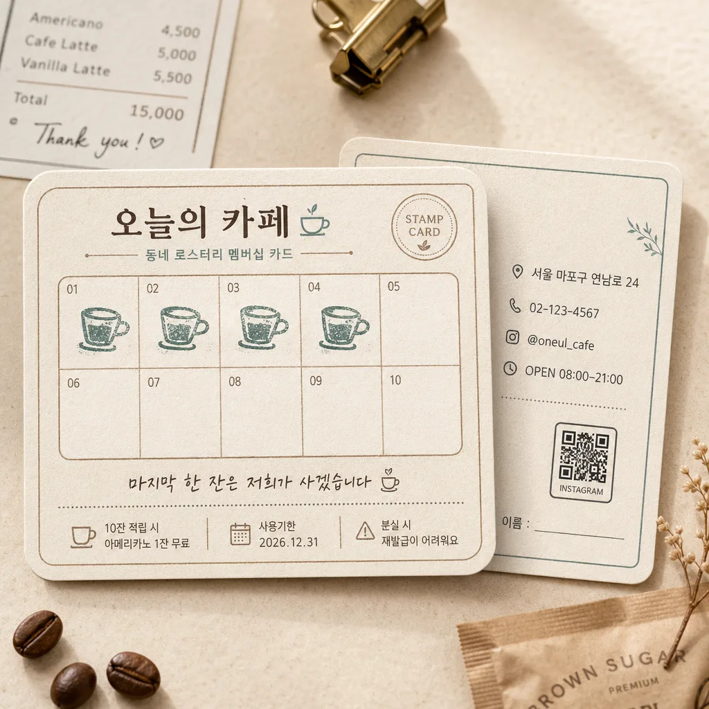 카페 스탬프·적립 카드 디자인 提示詞預覽