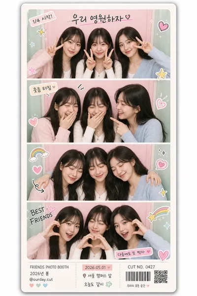 친구 우정 인생네컷 AI 프롬프트 미리보기