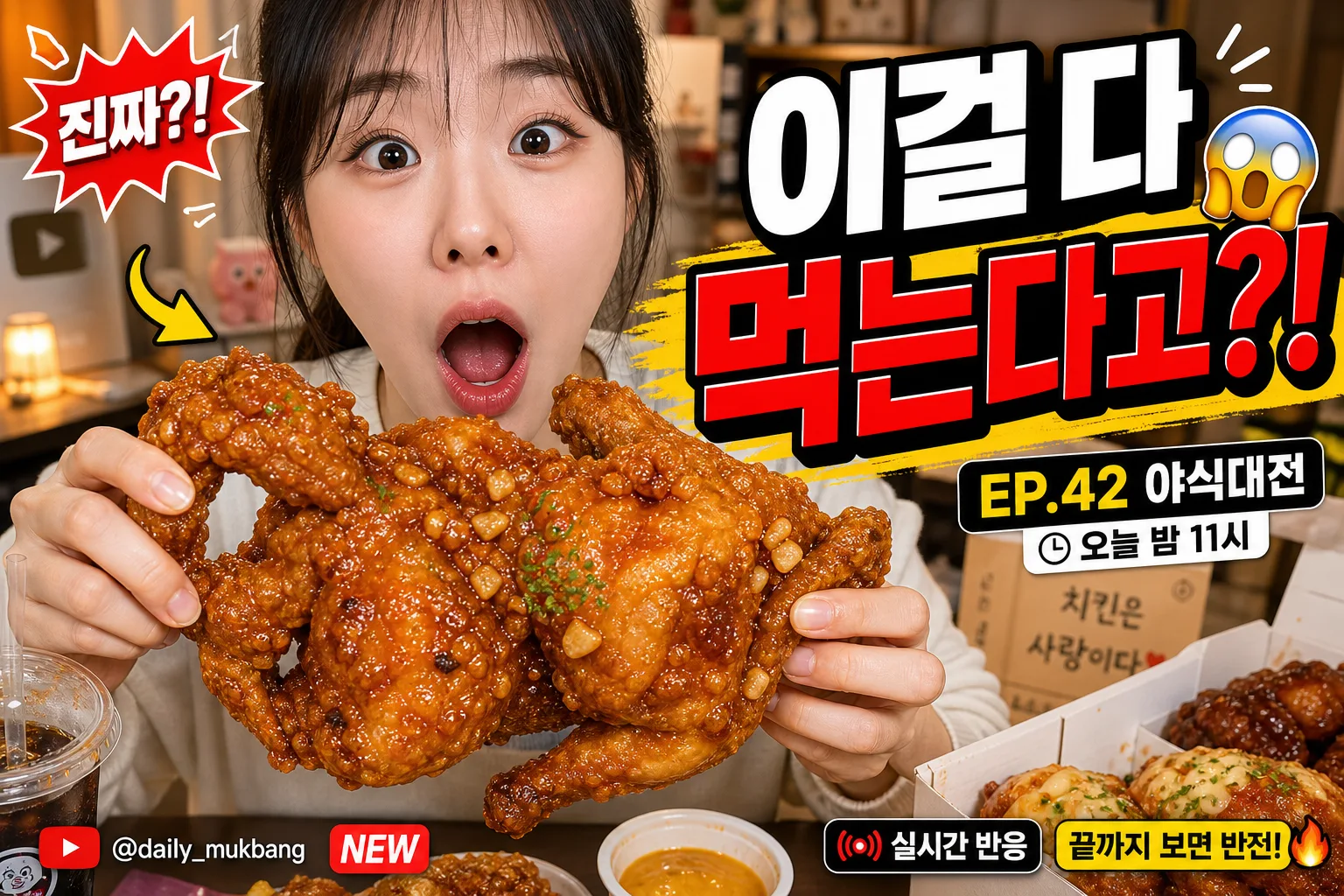 먹방·브이로그 유튜브 썸네일 Prompt preview