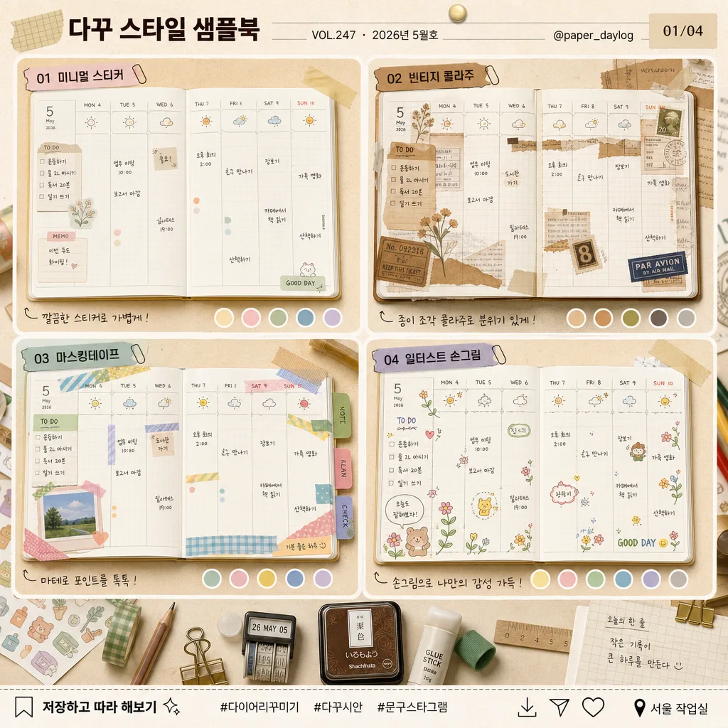 다이어리 꾸미기 시안 Prompt preview