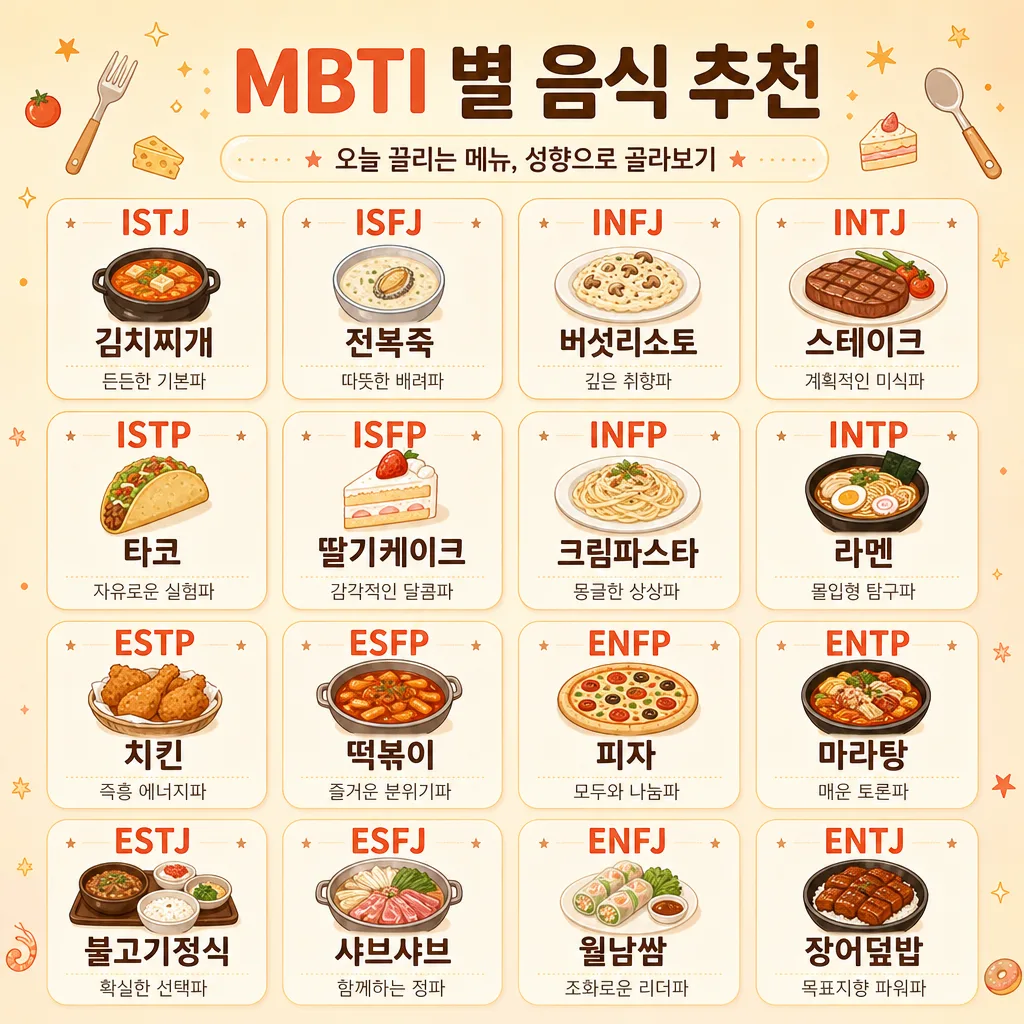 성향별 맛카드 미리보기