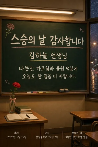 칠판 감사인사 AI 프롬프트 미리보기