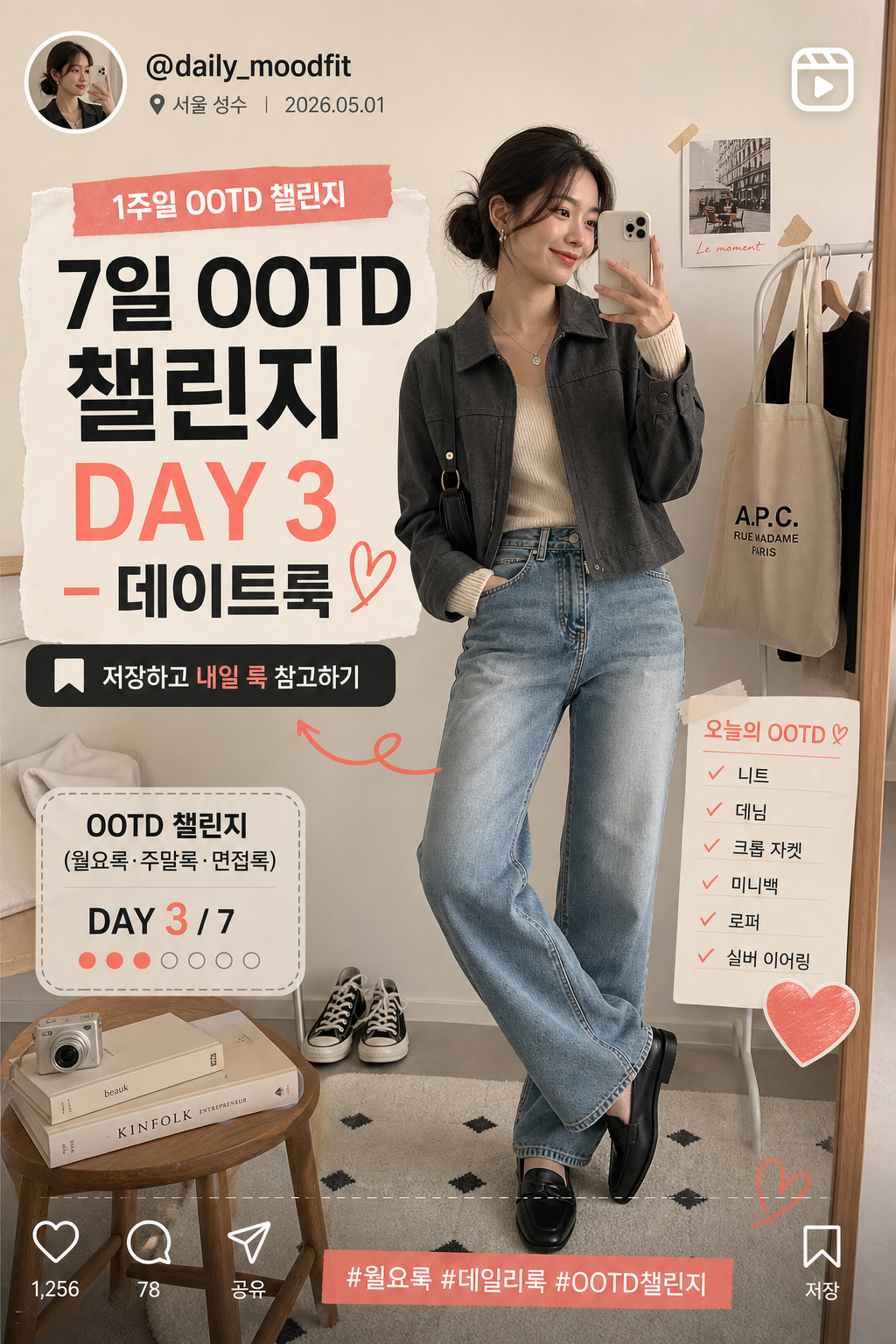 OOTD 챌린지 릴스 표지 미리보기