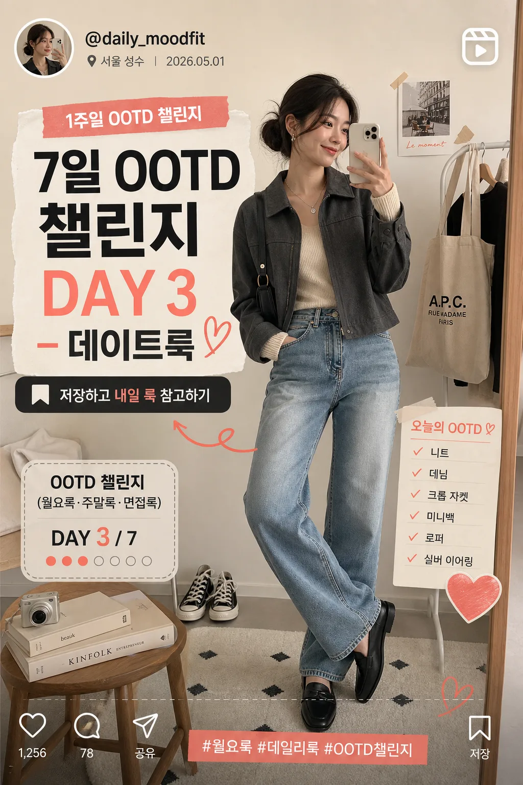 OOTD 챌린지 릴스 표지 Prompt preview