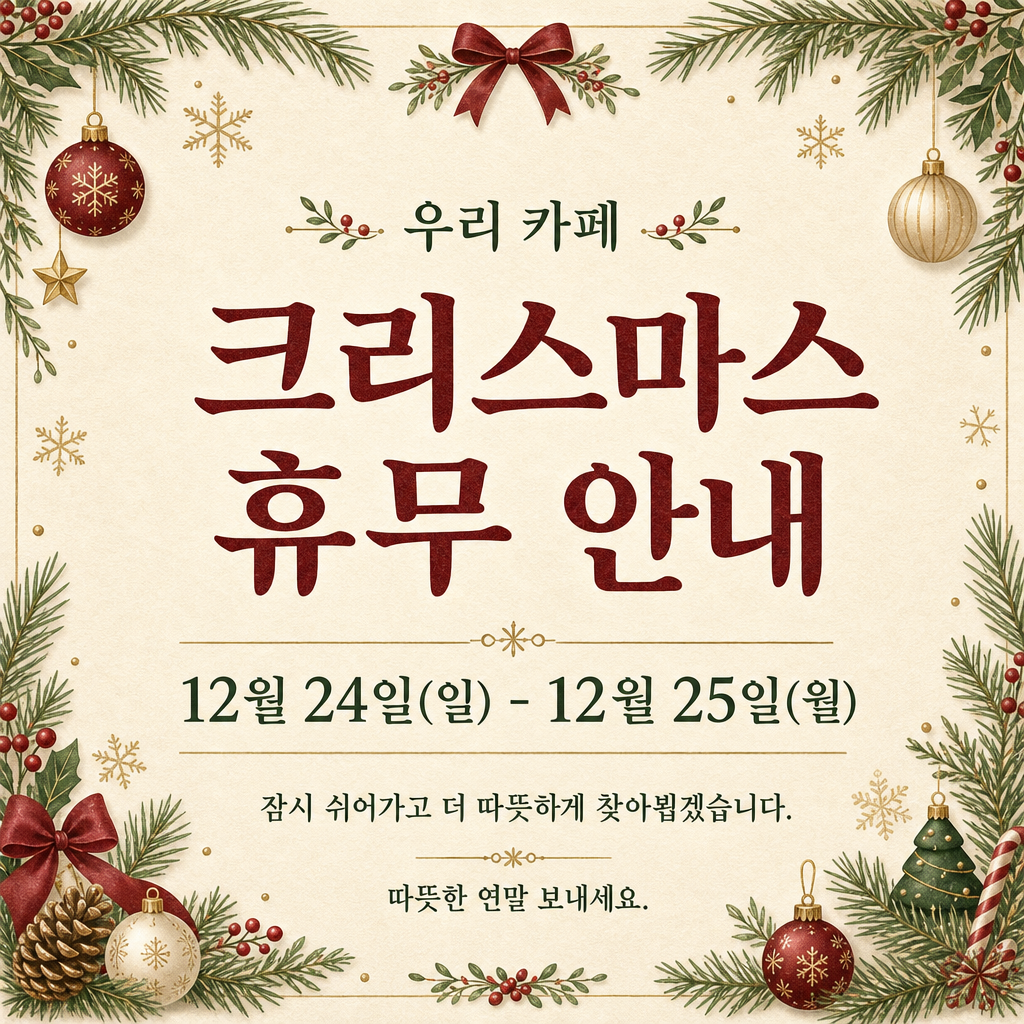 성탄 휴무 안내 미리보기