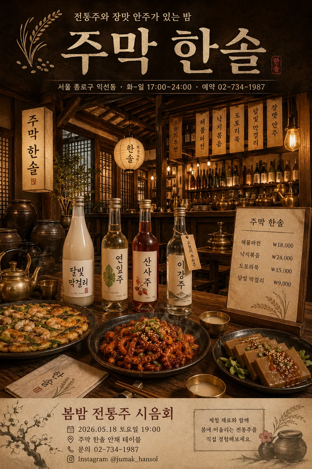 전통주점·막걸리 하우스 매장 비주얼 プロンプトのプレビュー