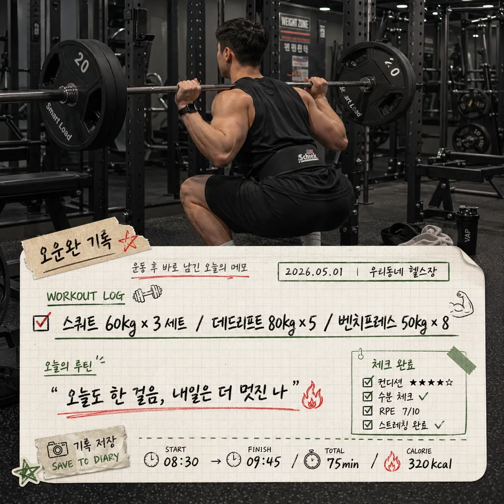 오운완 기록 손글씨 메모 Prompt preview