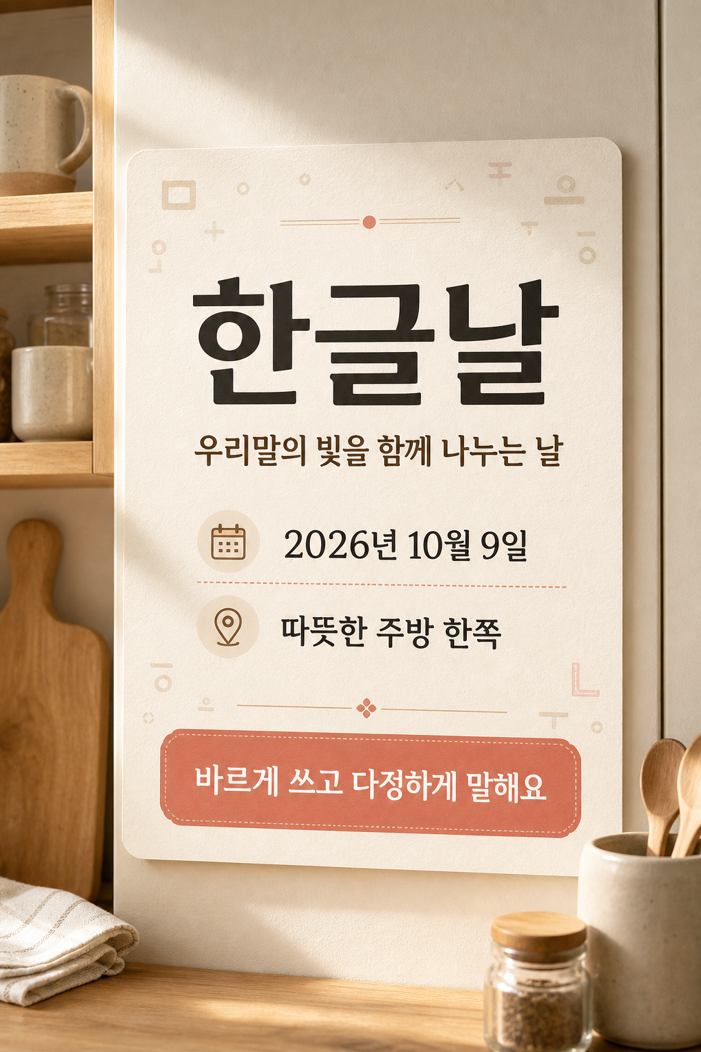 한글날 주방카드 미리보기