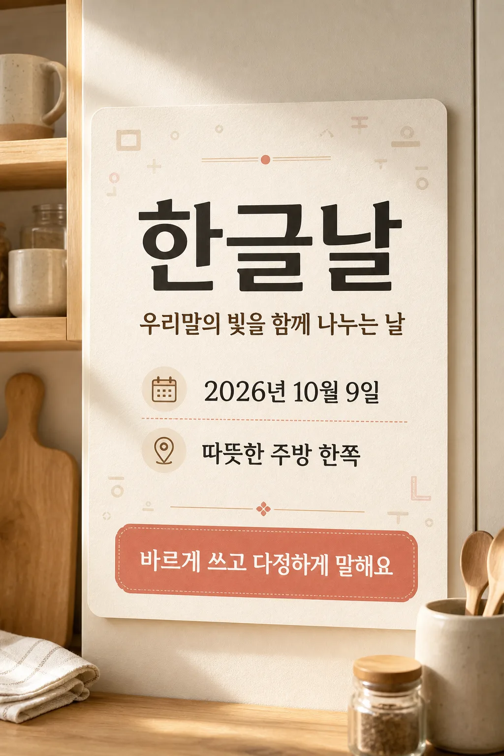 한글날 주방카드 미리보기
