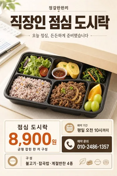 점심도시락광고 AI 프롬프트 미리보기