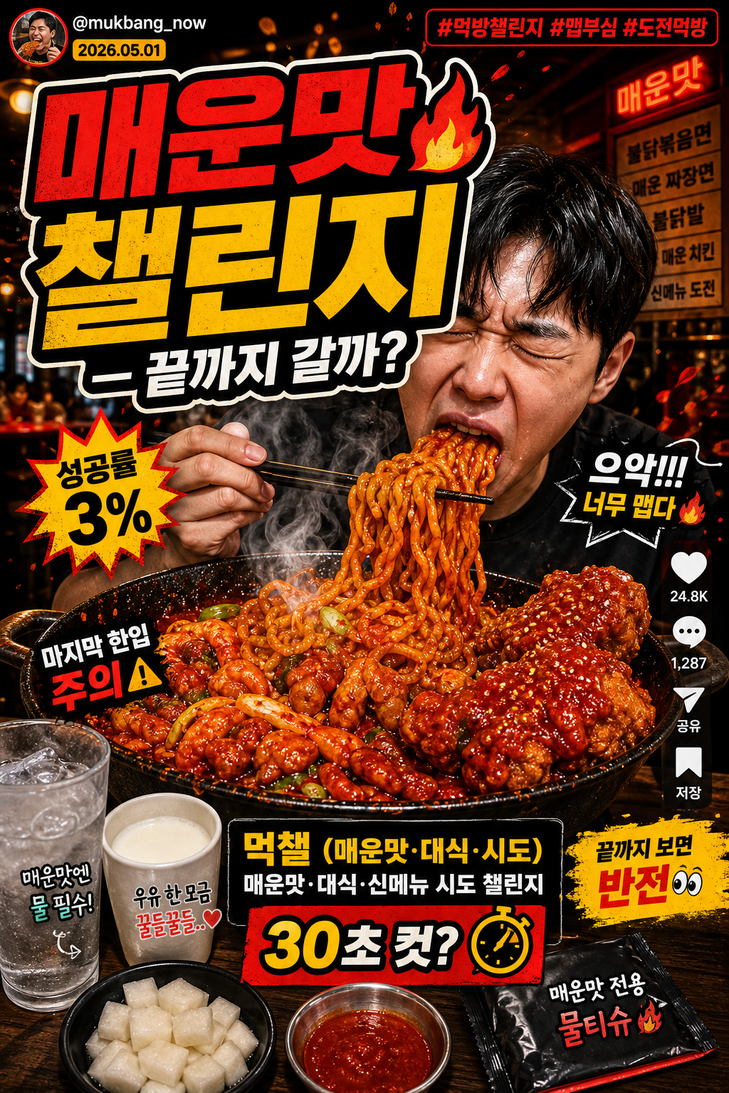 먹방 챌린지 릴스 표지 미리보기