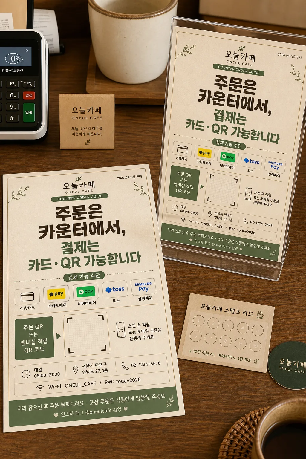 카운터 주문·결제 안내 사인 Prompt preview