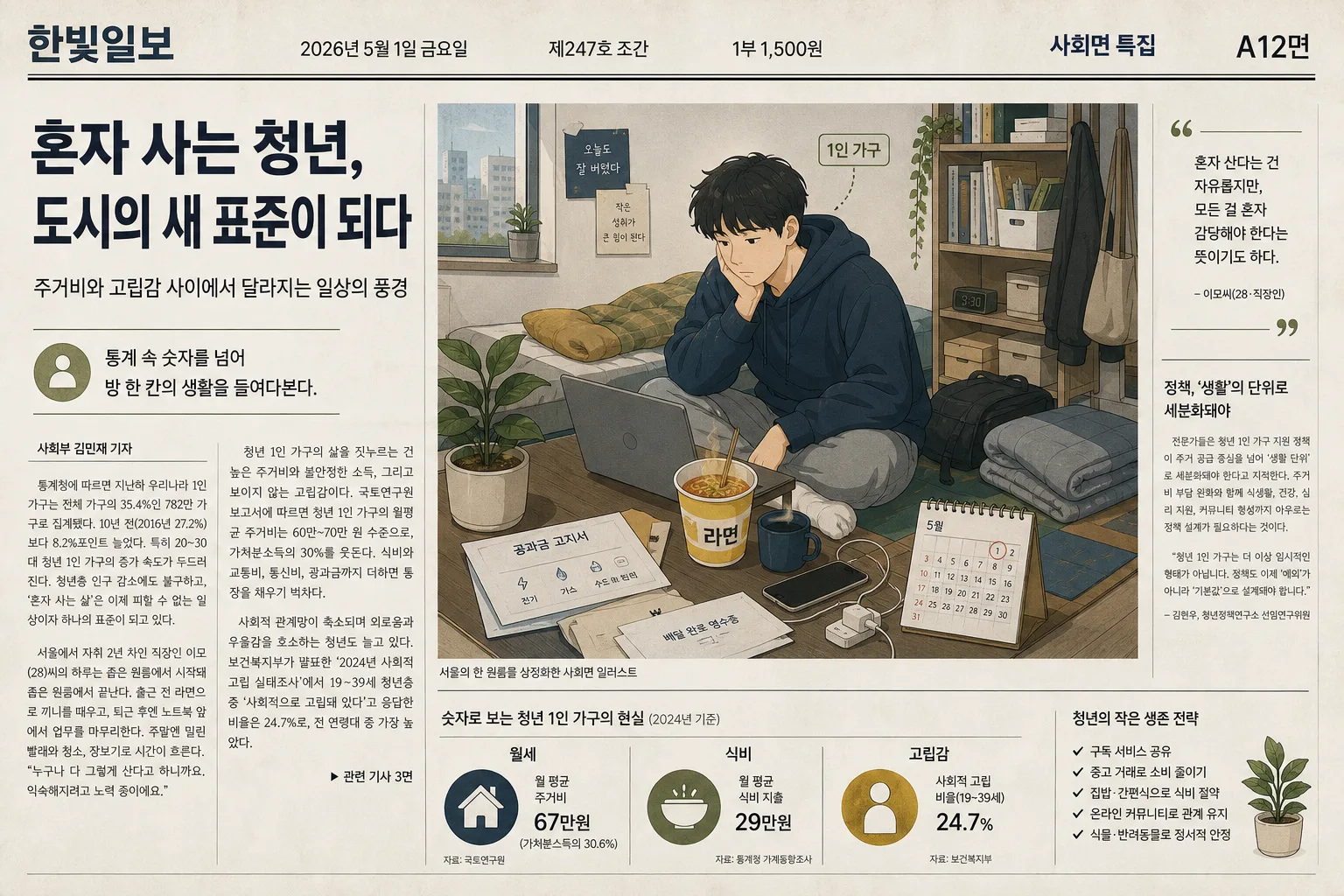 사회 이슈 신문 일러스트 Prompt preview